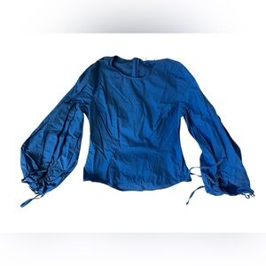 LUCY PARIS BLUE BALLOON LONG SLEEVE BLOUSE TOP WOMENS MEDIUM 100% COTTON